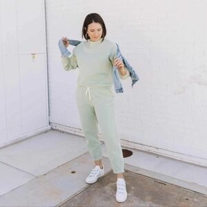Everlane Sweatpants Light Green The Track Organic Cotton High Rise Jogger